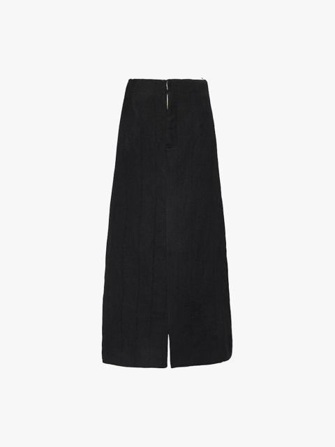 Gauche slit wool-blend midi skirt