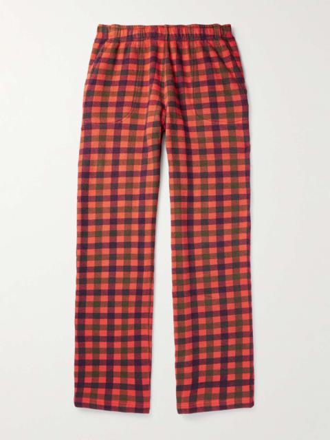 ERL Straight-Leg Checked Cotton-Terry Sweatpants