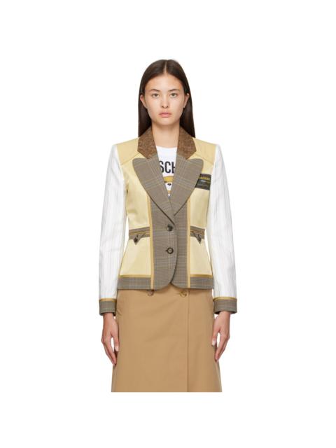 Moschino Beige & White Paneled Blazer