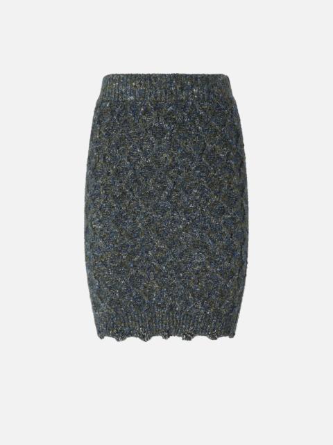 PINKO KNIT SHORT SKIRT WITH CABLE AND RIB STITCH