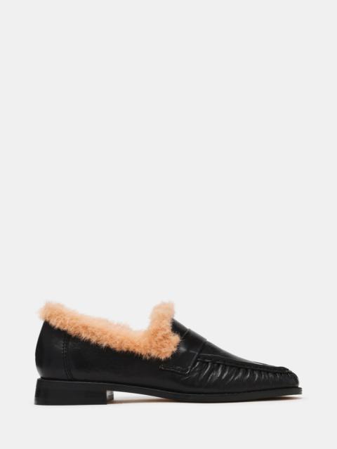 STEVE MADDEN RONIE FAUX FUR BLACK LEATHER