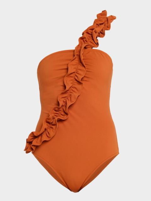 ULLA JOHNSON Capri Asymmetric One-Piece Swimsuit