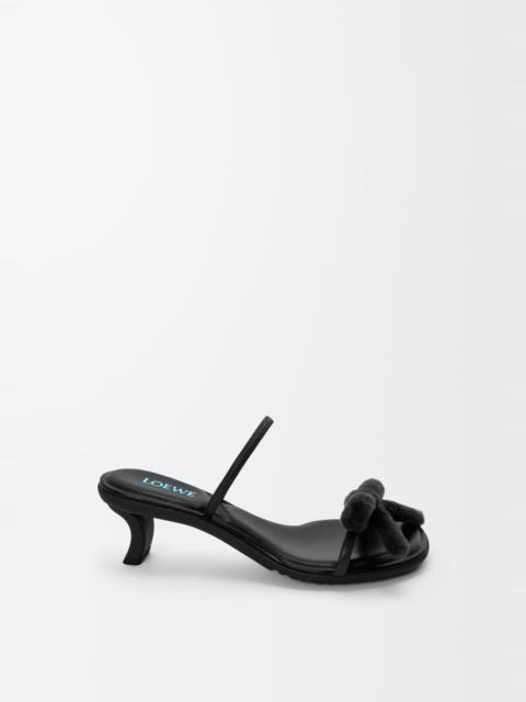 Loewe Mimi bow sandal in nappa lambskin and shearling