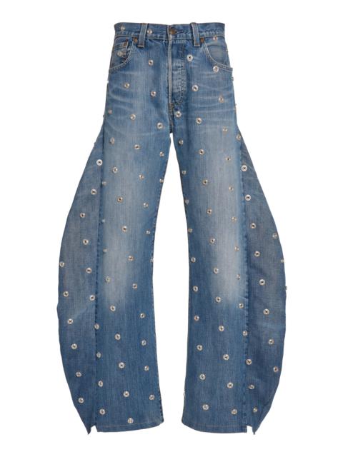 A.W.A.K.E. MODE Studded Organic Denim Balloon Pants blue