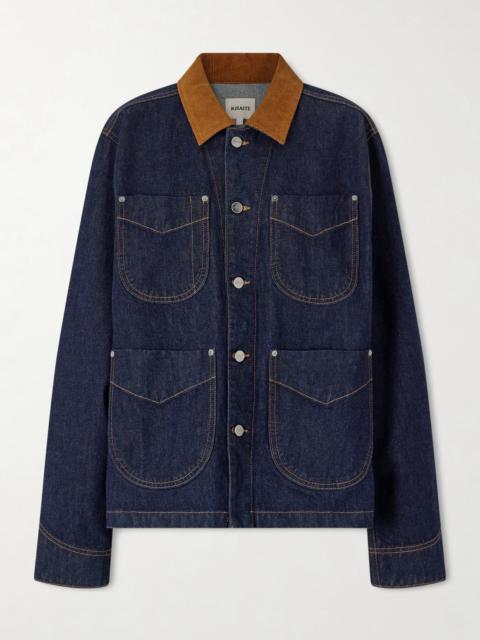 KHAITE Wyatt Corduroy-trimmed Denim Jacket