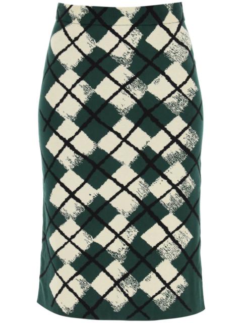 "KNITTED DIAMOND PATTERN MIDI SKIRT