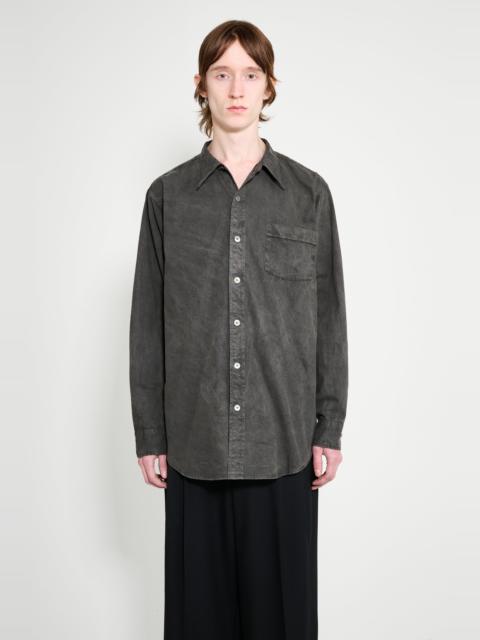 TAIGA TAKAHASHI TAIGA TAKAHASHI NARROW COLLAR SHIRT SUMI DYED BLACK