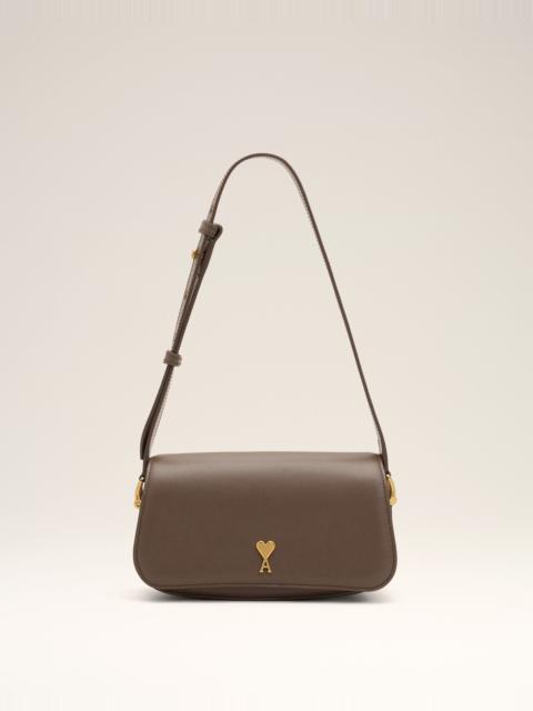 AMI Paris BROWN COWHIDE LEATHER PARIS PARIS SHOULDER BAG