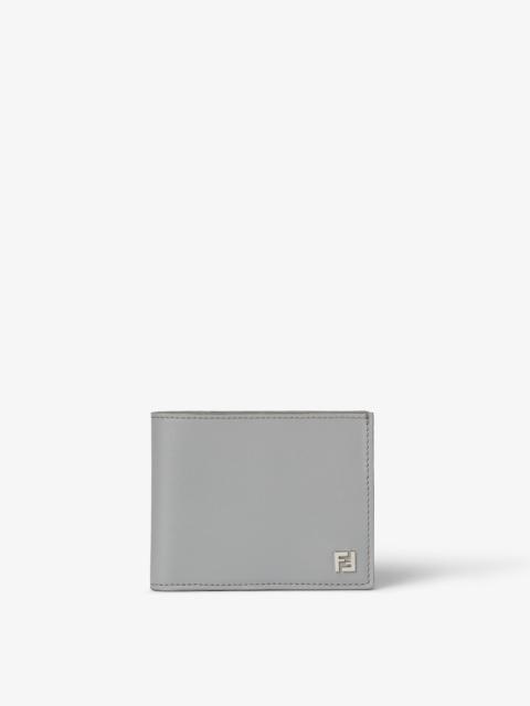 FENDI Squared FF Wallet Light gray leather slim bi-fold wallet