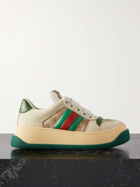 GUCCI Double Screener coated cotton-canvas and leather sneakers