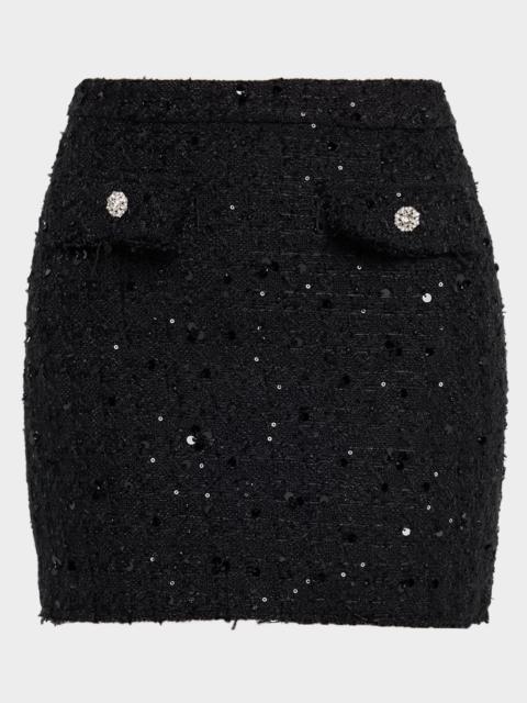 GENERATION LOVE Ava Sequined Tweed Mini Skirt