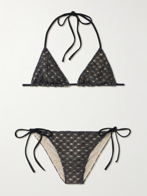 Missoni Metallic Crochet-knit Triangle Bikini