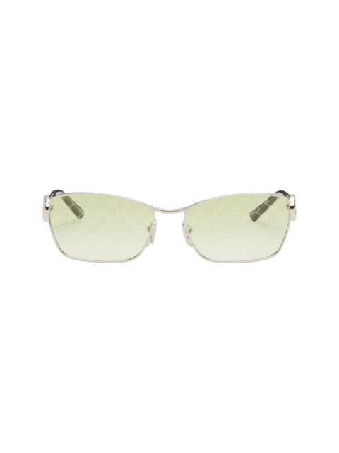 GUCCI Silver Rectangular Frame Sunglasses