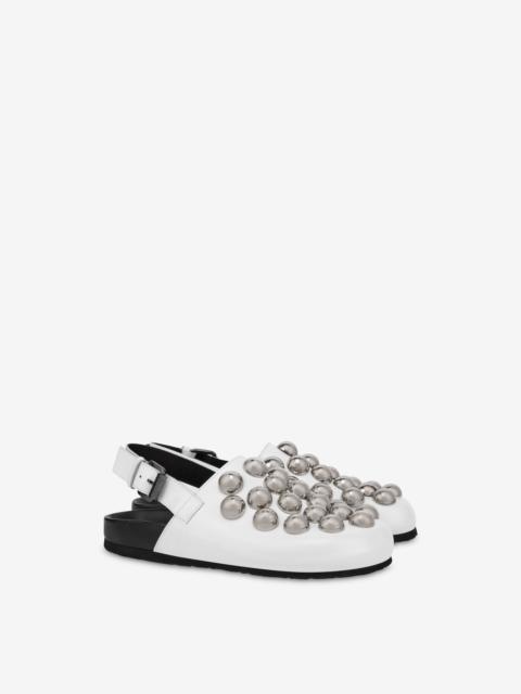 Moschino RUBBERISED CALFSKIN MULES WITH STUDS