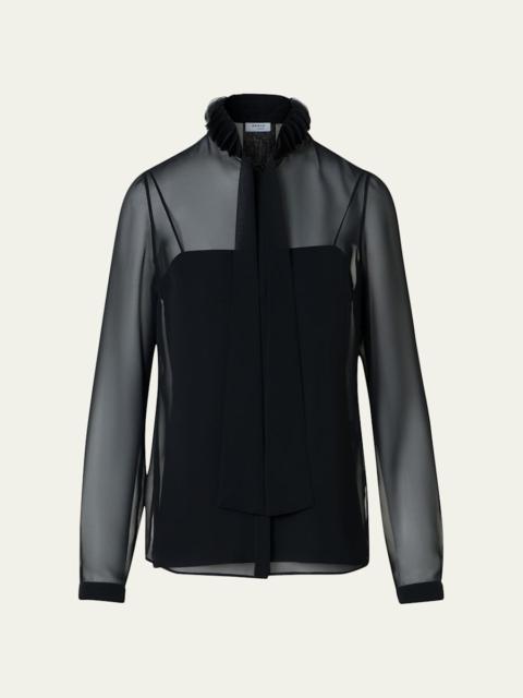 AKRIS Sheer Tie-Neck Blouse
