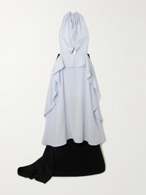 Victoria Beckham Draped Satin-crepe And Cady Halterneck Maxi Dress