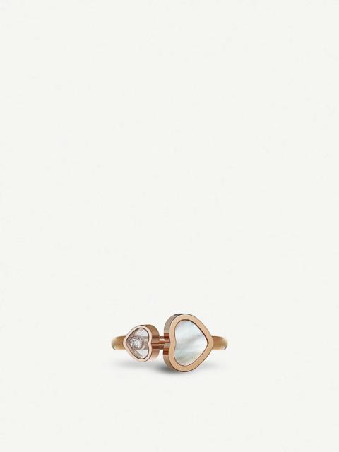 Happy Hearts 18c rose-gold and mother-of-pearl ring