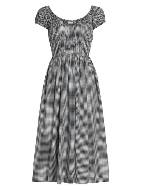 DÔEN Women's Quinley Gingham Cotton Scoopneck Midi-Dress - Navy La Maddalena Gingham
