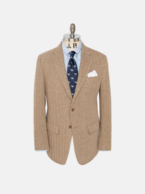 J. PRESS MADE-IN-USA BROWN & TAN HERRINGBONE COTTON SPORT COAT