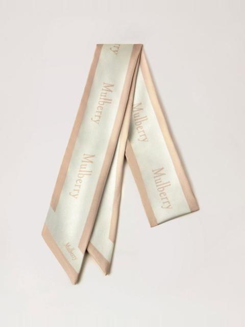 Mulberry Skinny Scarf Logo Boarder Maple & Chalk Recycled Polyester