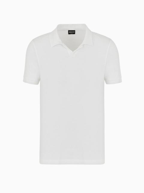 Stretch viscose jersey short-sleeved polo shirt