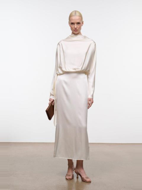 STAUD STAUD PHOEBE SILK DRESS IVORY