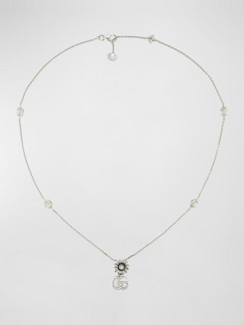 GUCCI GG Marmont Flower Sterling Silver & Pearl Necklace