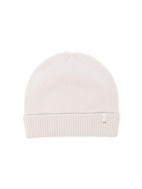 Herno logo-plaque ribbed-trim beanie