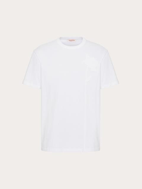 Valentino MERCERIZED COTTON T-SHIRT WITH FLOWER EMBROIDERY