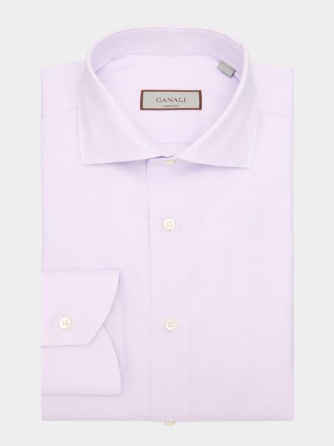 Canali Men's Solid Cotton Dobby Dress Shirt