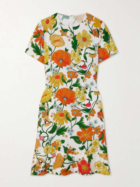 + NET SUSTAIN Ruffle-trimmed floral-print twill mini dress