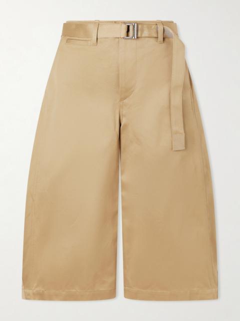 sacai Cropped Belted Cotton-twill Barrel-leg Pants