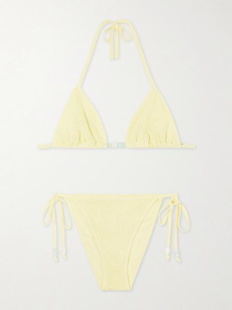 Hunza G Gina Bead-embellished Original Crinkle Bikini