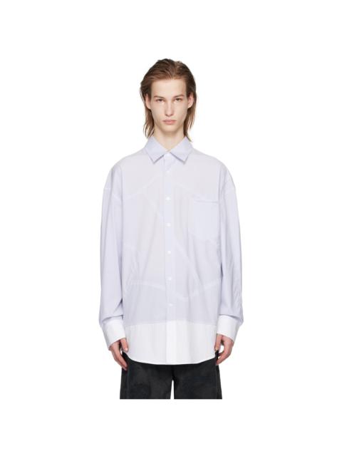 FENG CHEN WANG Blue & White Patchwork Shirt