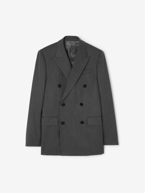 Burberry Herringbone Wool Tailored Jacket