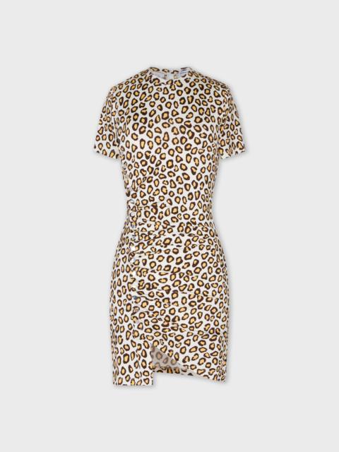 rabanne SHORT DRAPED DRESS LEOPARD PRINT