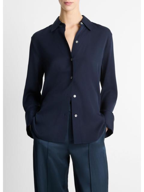 Vince Stretch-Silk Button-Front Blouse
