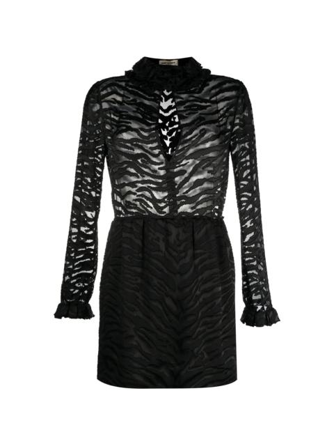 SAINT LAURENT zebra 인쇄 sheer 드레스