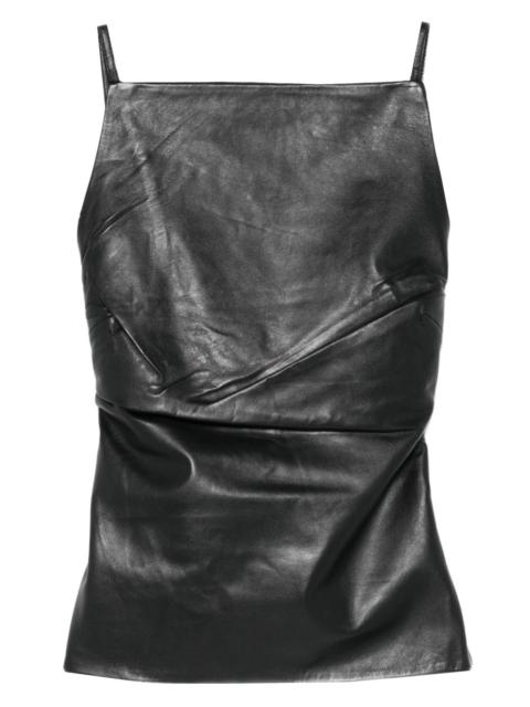ST. AGNI square-neck leather top