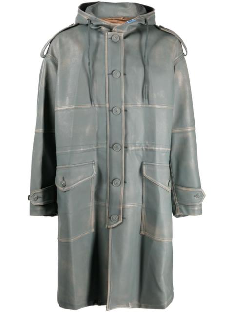 Maison MIHARAYASUHIRO faux-leather hooded coat