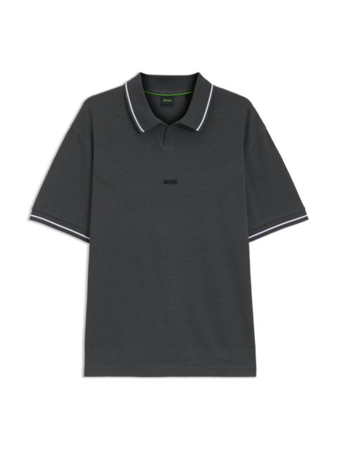BOSS RELAXED-FIT POLO SHIRT IN COTTON WITH MESH PATTERN