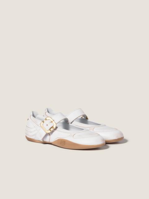 Miu Miu Gymnasium leather ballerinas with strap and buckle