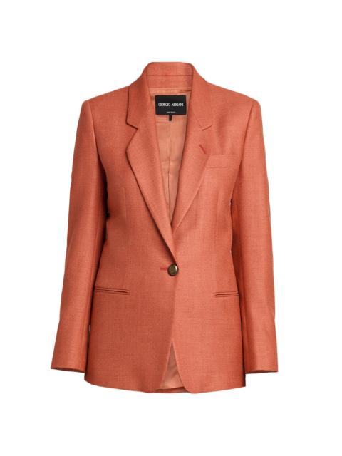 GIORGIO ARMANI Women's Silk-Wool Single-Button Blazer - Solid Dark Orange
