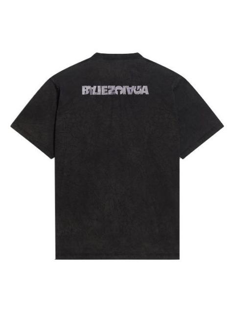 BALENCIAGA Balenciaga Turn Slit T-Shirt 'Washed Black' 675016TLVB39034