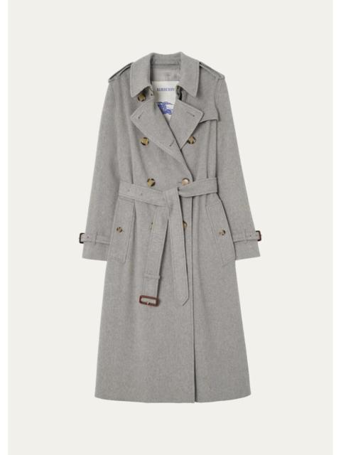 Burberry Kensington Cashmere Double-Breasted Belted Trench Coat