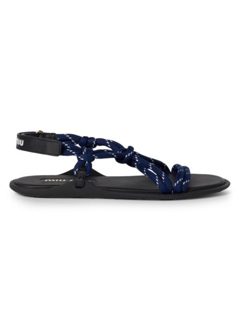 Miu Miu Women's Riviere Cord and Leather Sandals - Blue