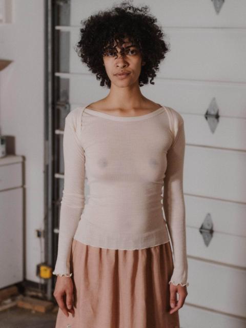 BASERANGE Disc Long Sleeve tee - Fine Wool Rib