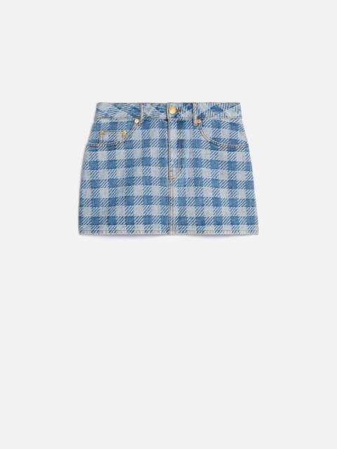 Gingham Pattern Jacquard Denim Mini Skirt