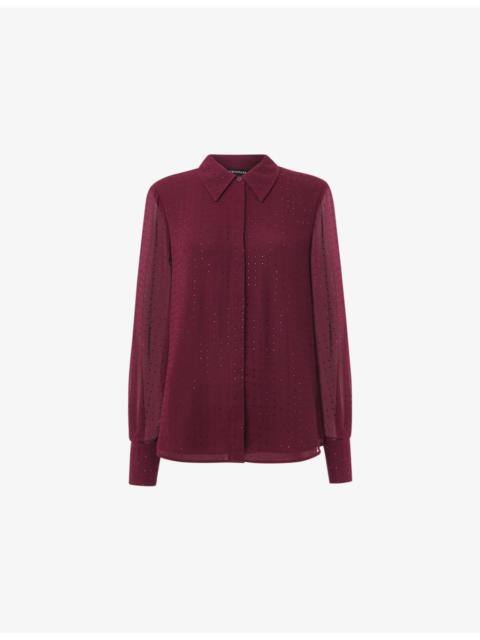 WHISTLES Hot Fix Diamante-Embellished Woven Blouse