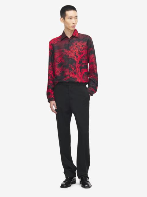 Alexander McQueen Men's Tree Of Life' Print Shirt in Black/Red